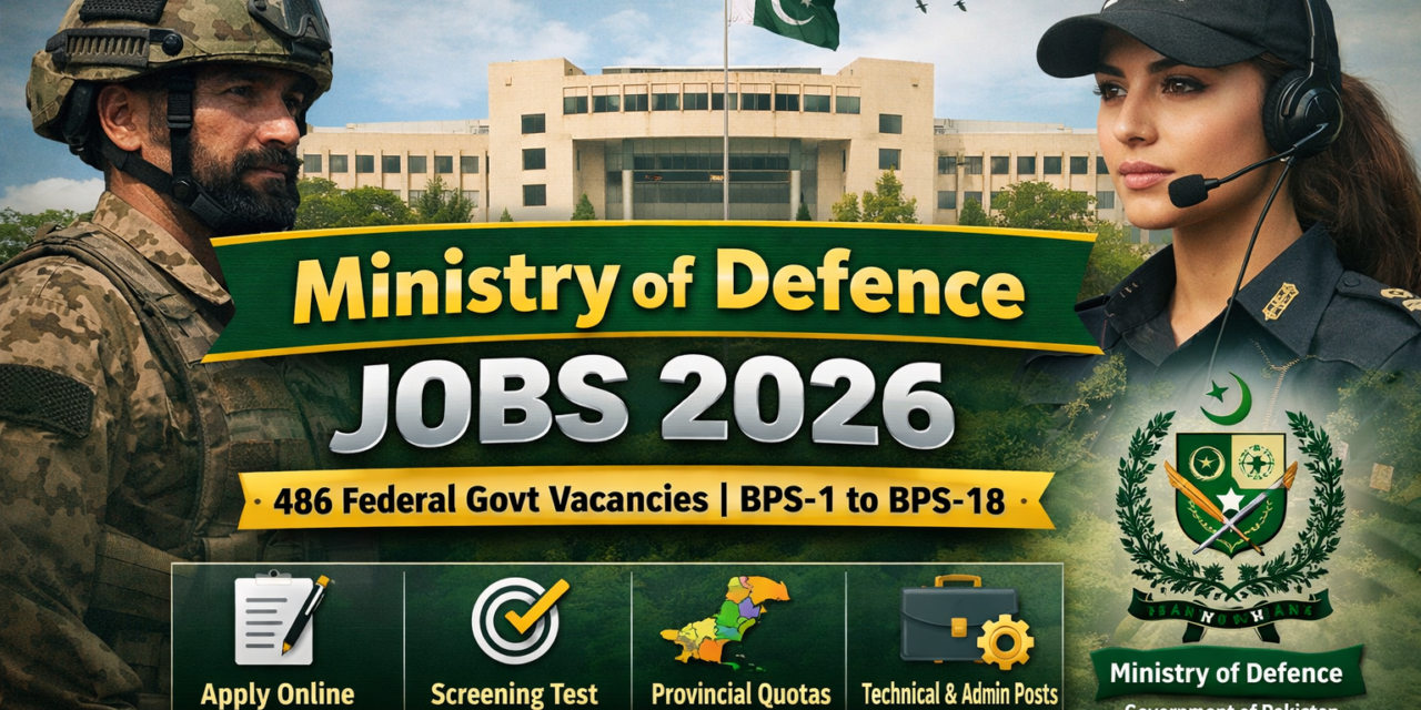 Ministry of Defence Jobs 2026 – 486 Federal Government Vacancies (BPS-1 to BPS-18)