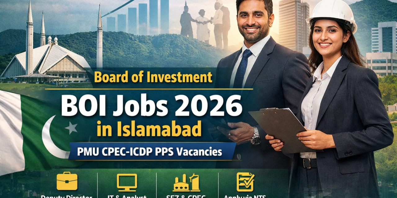 Board of Investment BOI Jobs 2026 in Islamabad – PMU CPEC-ICDP PPS Vacancies