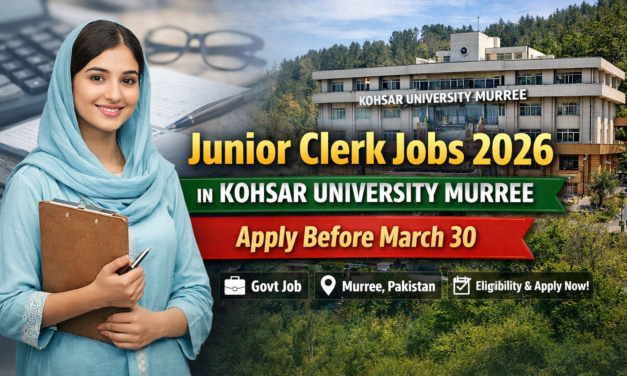 Junior Clerk Jobs 2026 in Kohsar University Murree – Apply Before March 30