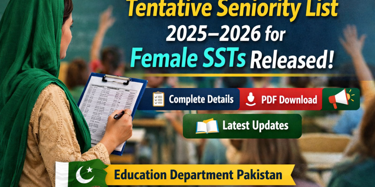 SST Female Seniority List 2025-2026 – Complete Details & Updates