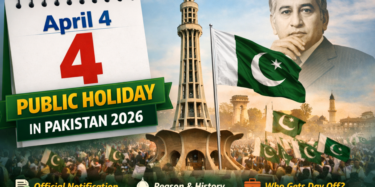 April 4 Public Holiday Pakistan 2026 – Official Notification, Reason & Complete Details