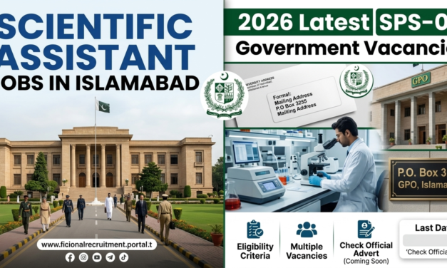 Scientific Assistant Jobs in Islamabad 2026 PO Box 3255 GPO – Latest SPS-04 Government Vacancies