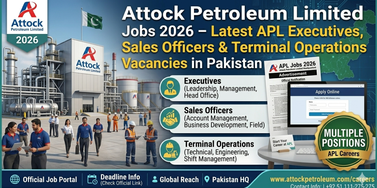 Attock Petroleum Limited Jobs 2026 – Latest APL Executives, Sales Officers & Terminal Operations Vacancies in Pakistan