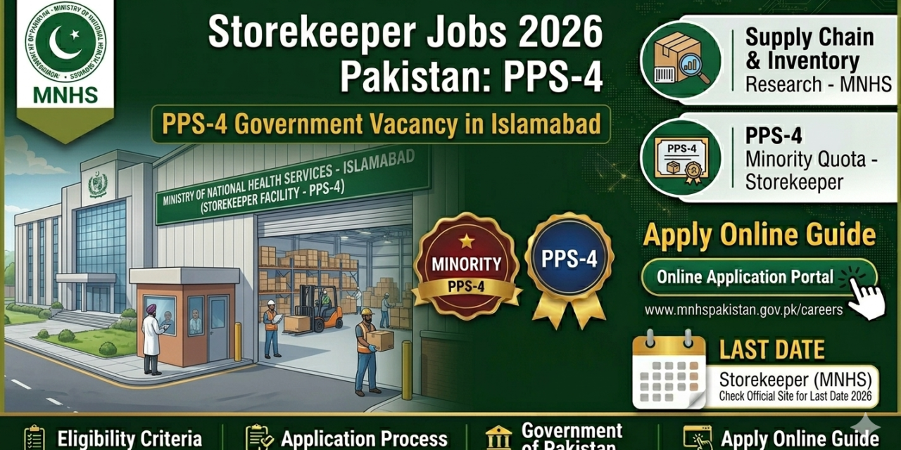 Storekeeper Jobs 2026 Pakistan Ministry of National Health Services – PPS-4 Government Vacancy in Islamabad (Apply Now)