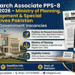 Research Associate PPS-8 Jobs 2026 – Ministry of Planning, Development & Special Initiatives Pakistan Latest Government Vacancies