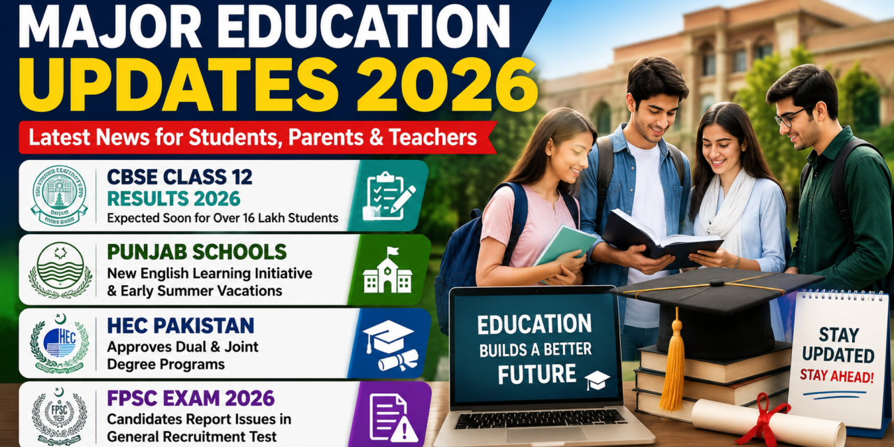 Major Education Updates 2026: CBSE Results, Punjab School Changes & HEC Dual Degree Approval