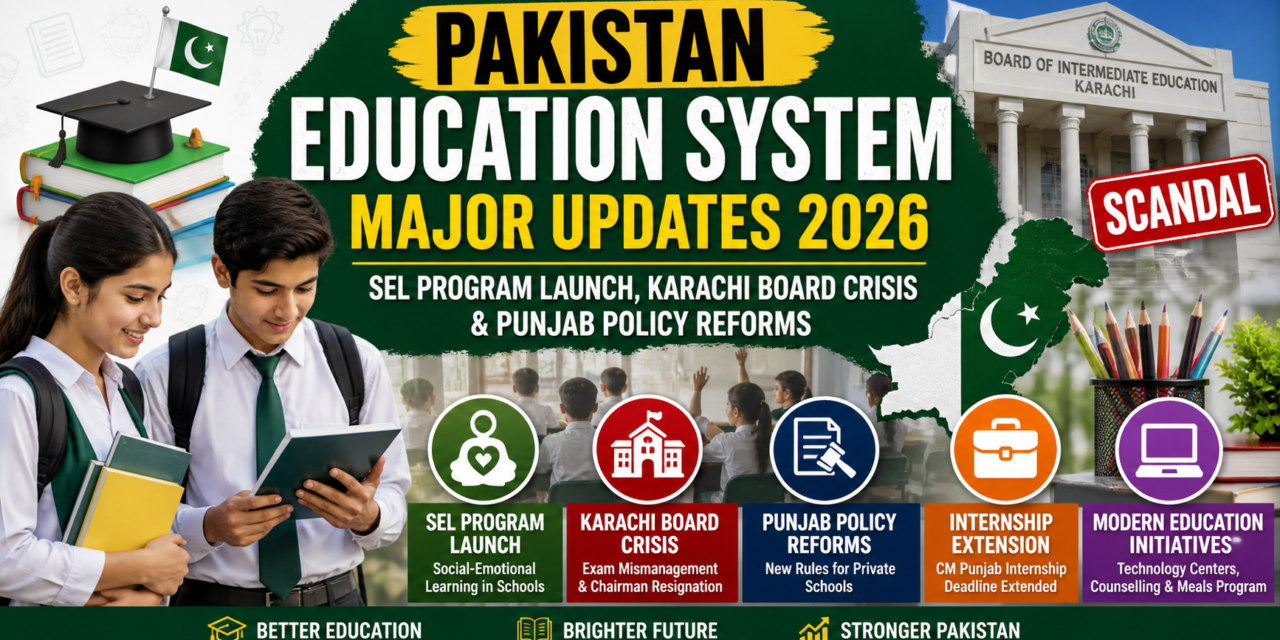 Pakistan Education News 2026 Major Updates : SEL Program Launch, Karachi Board Crisis & Punjab Policy Reforms