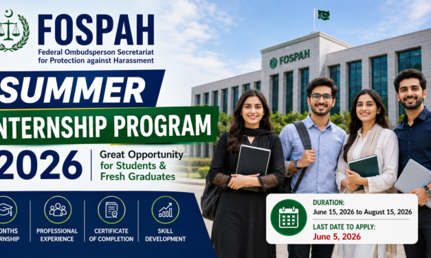 FOSPAH Internship 2026 Program in Summer Announced for Students & Fresh Graduates in Pakistan