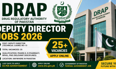 Deputy Director DRAP Jobs in Pakistan – DRAP Technical Cadre RO-13 Latest 25 Vacancies Apply Online
