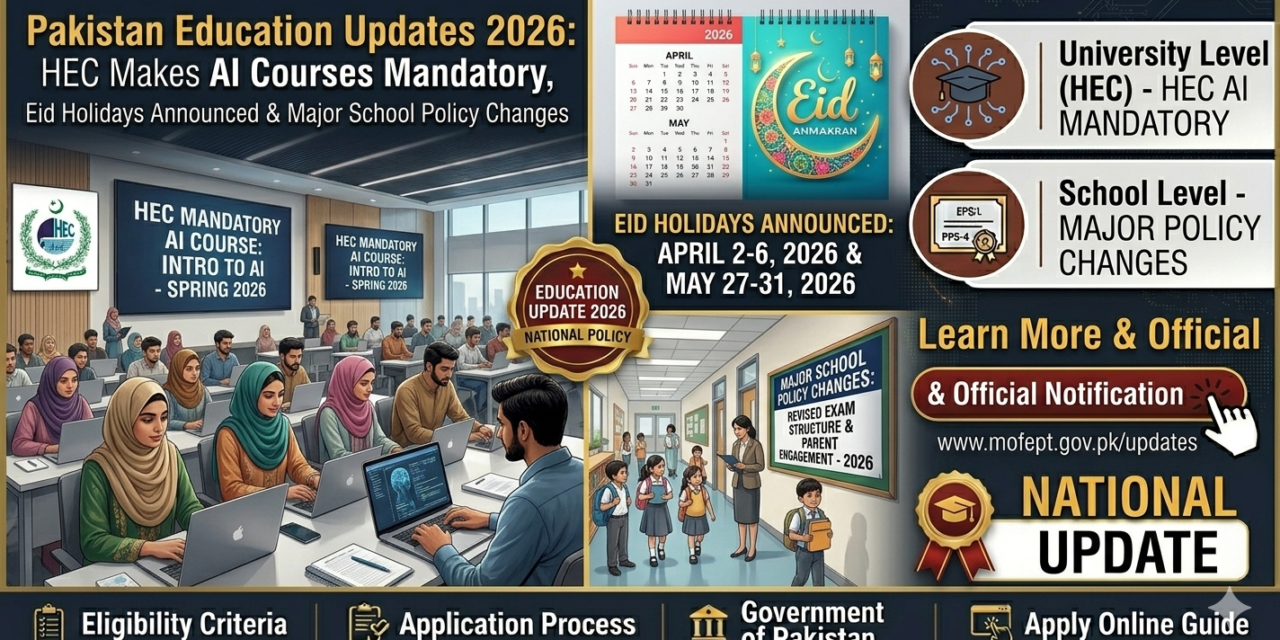 Pakistan Education Updates 2026: HEC Makes AI Courses Mandatory, Eid Holidays Announced & Major School Policy Changes
