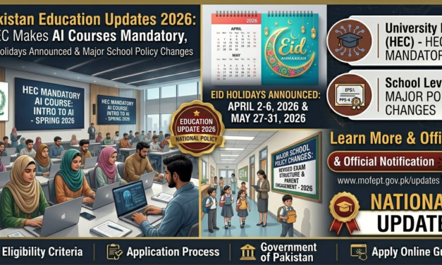 Pakistan Education Updates 2026: HEC Makes AI Courses Mandatory, Eid Holidays Announced & Major School Policy Changes
