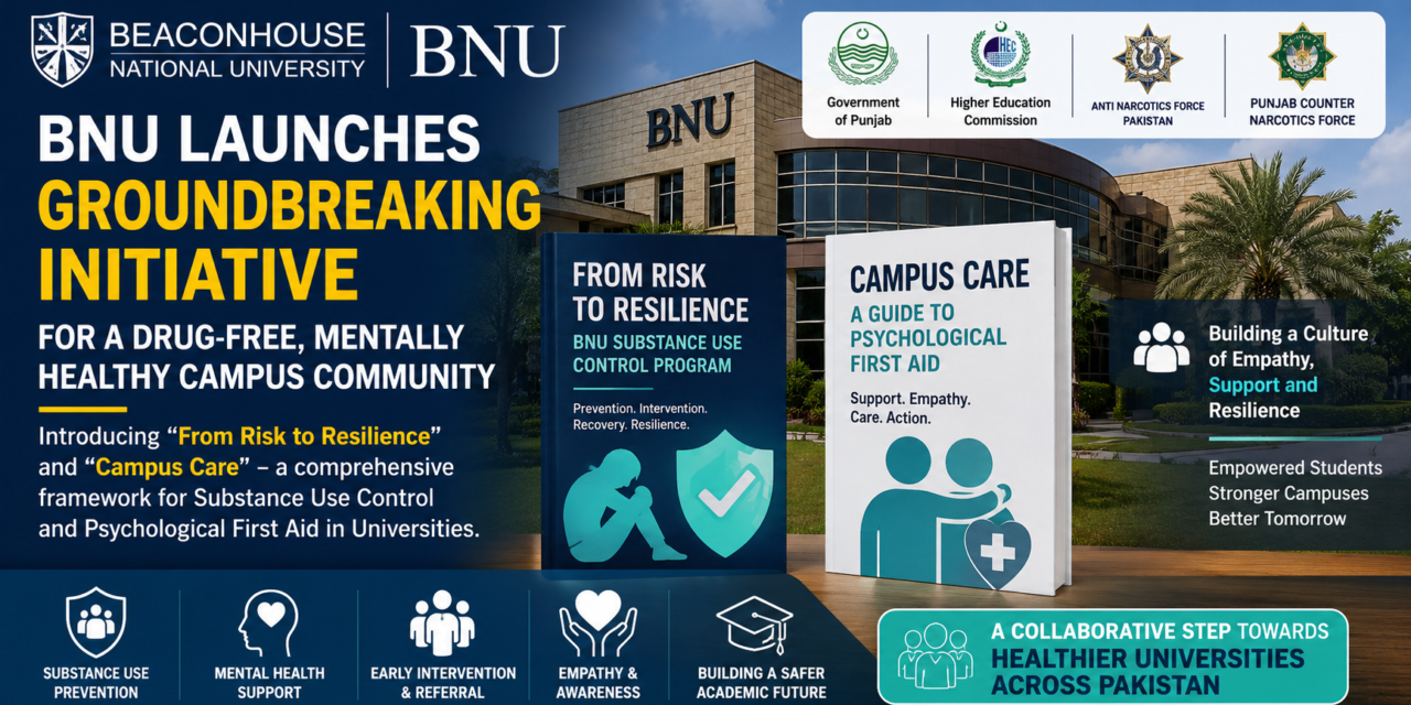 Beaconhouse National University BNU News: Beaconhouse Launches Landmark Substance Use Control & Psychological First Aid Initiative in Pakistan