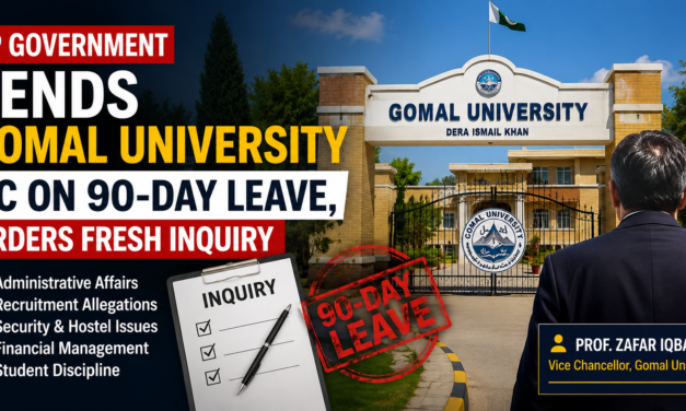 KP Government Sends Gomal University VC on 90-Day Leave, Orders Fresh Inquiry Into Key Allegations