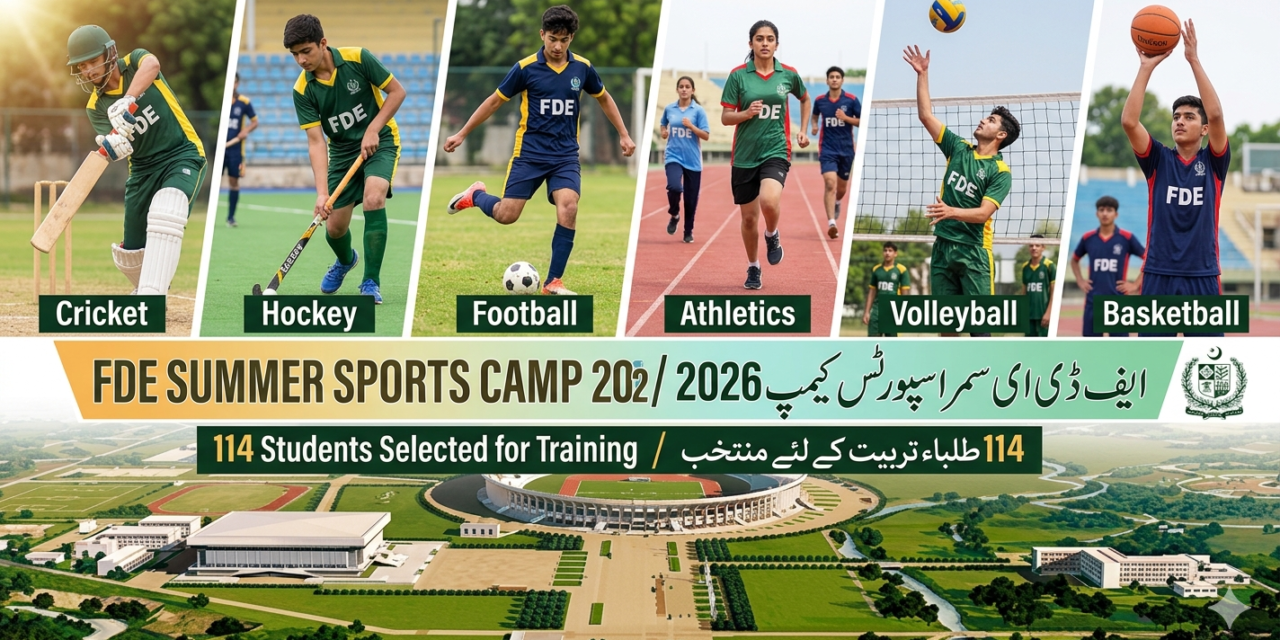 FDE Summer Sports Camp 2026: 114 Students Selected for Training in Six Sports at Pakistan Sports Complex